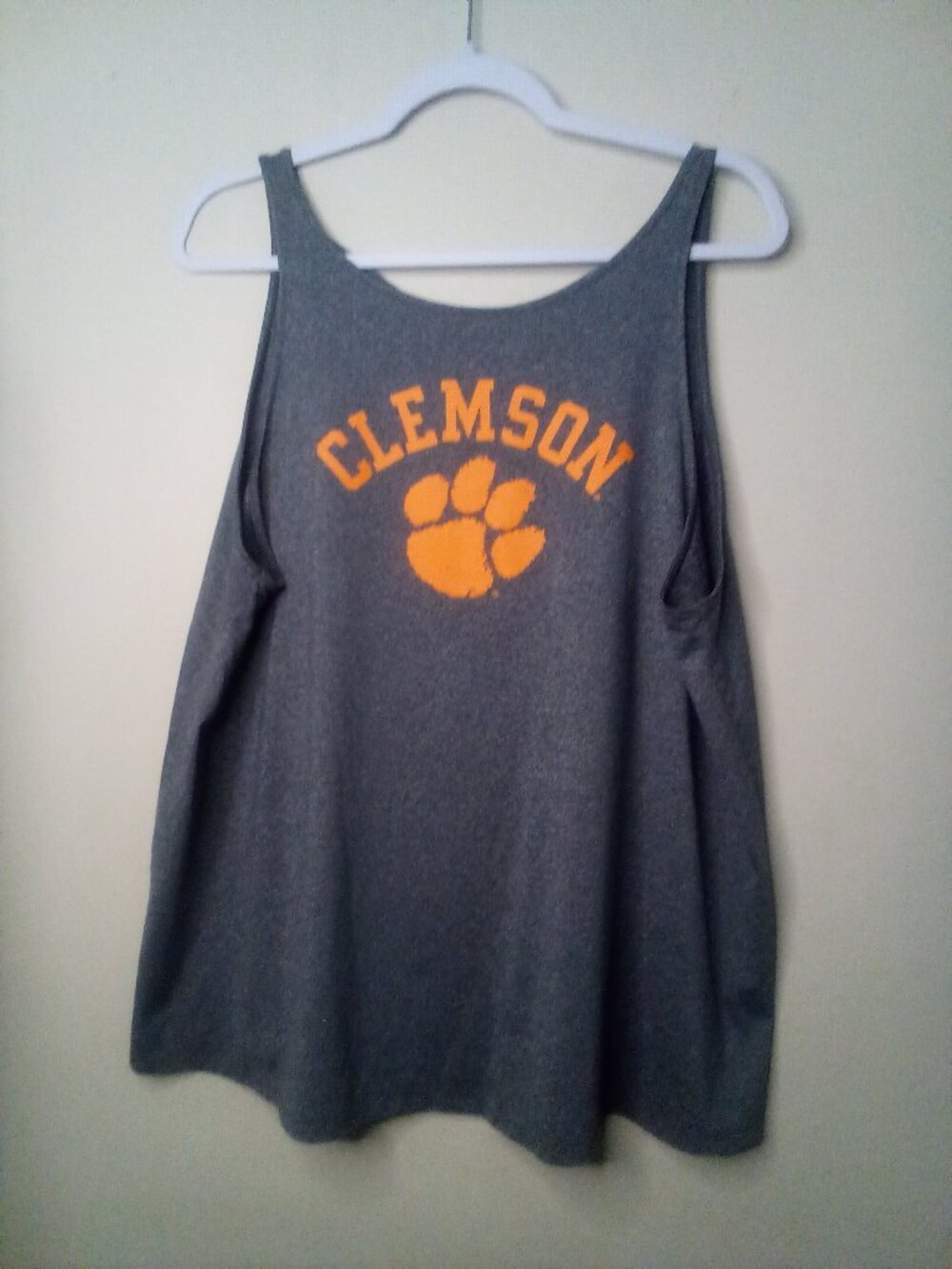 Redshirt Clemson Tigers Tank Top Women XL Cut-out Back Active Athletic Gray